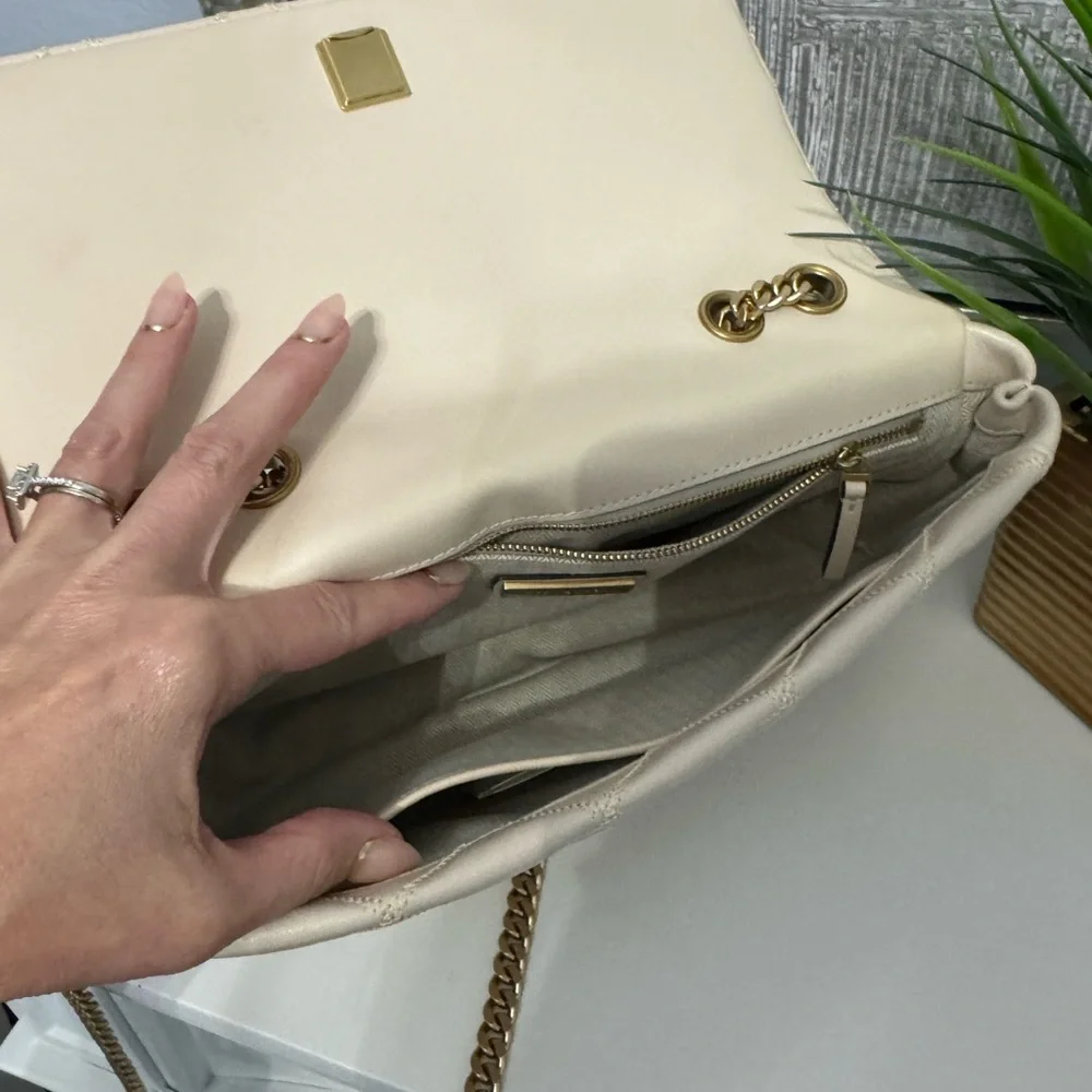 Tory Burch Willa Quoted Leather Crossbody Shoulder Bag – Cream - Picture 11 of 13